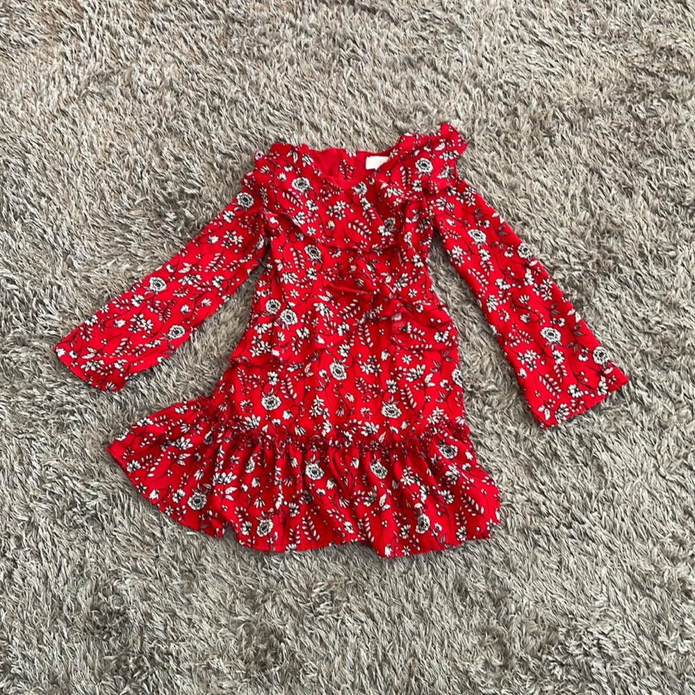 BCBGirls Red Floral Ruffle Dress